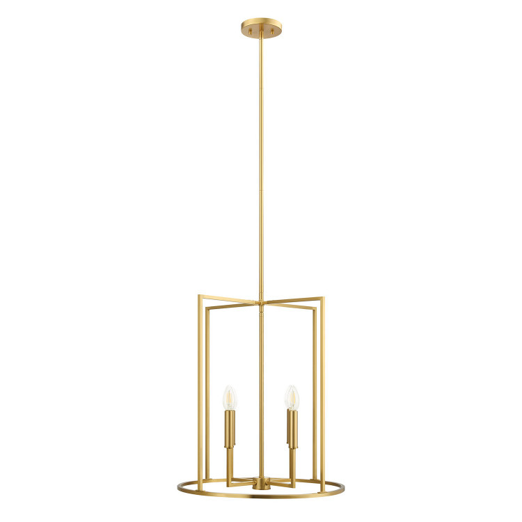 Meridian - M7044NB - Four Light Pendant - Natural Brass