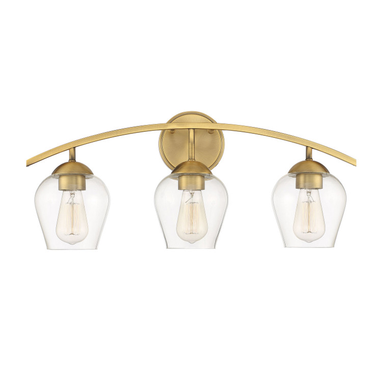 Meridian - M80032NB - Three Light Bathroom Vanity Light - Mbath - Natural Brass
