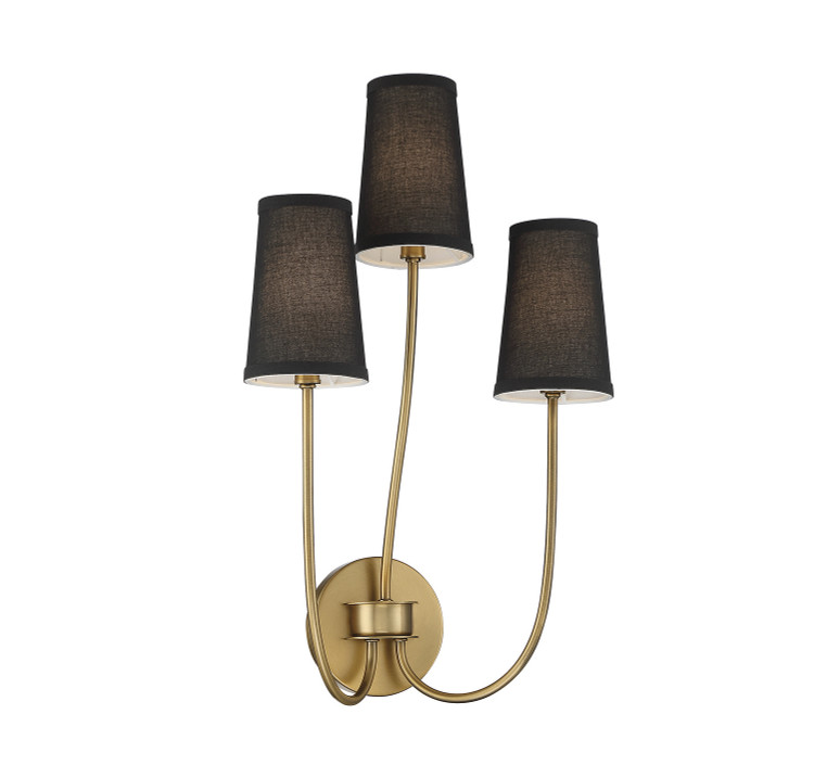Meridian - M90065NB - Three Light Wall Sconce - Natural Brass