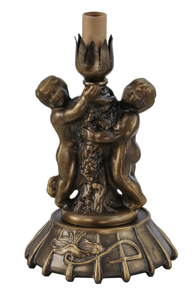 Meyda Tiffany - 10167 - One Light Table Base - Twin Cherub - Mahogany Bronze