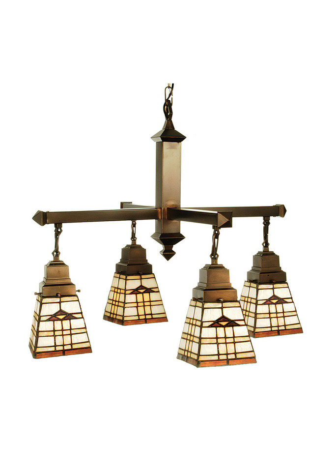 Meyda Tiffany - 103043 - Four Light Chandelier - Arrowhead Mission - Mahogany Bronze