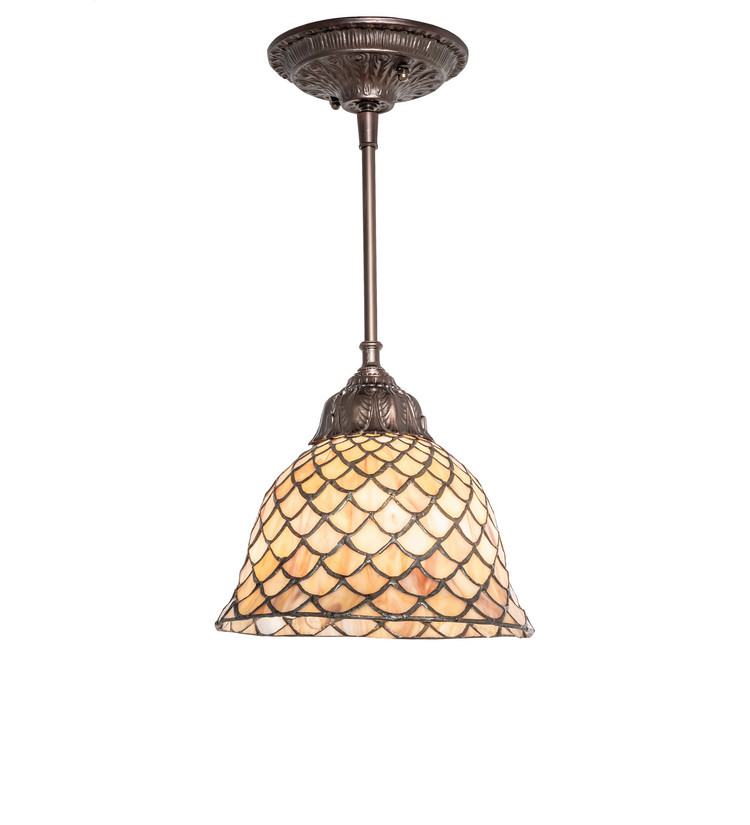 Meyda Tiffany - 104302 - One Light Pendant - Tiffany Fishscale - Mahogany Bronze