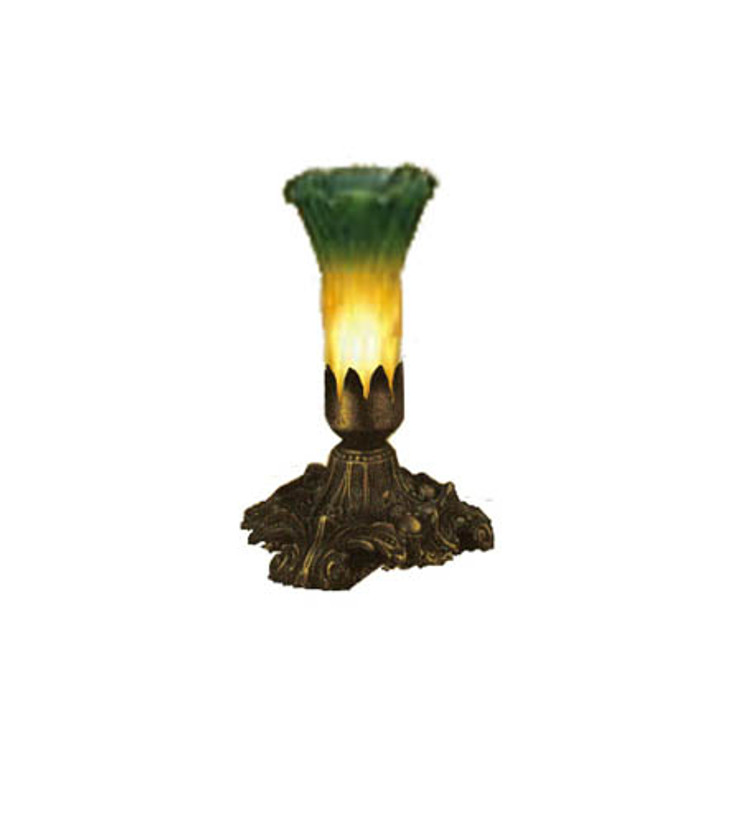 Meyda Tiffany - 11235 - One Light Accent Lamp - Amber/Green Pond Lily - Antique