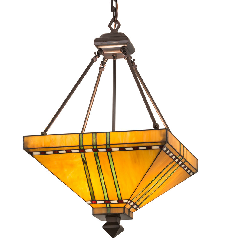 Meyda Tiffany - 112757 - Four Light Inverted Pendant - Prairie Corn - Mahogany Bronze