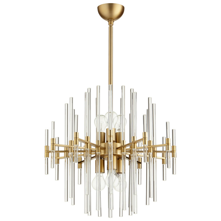 Cyan - 09223 - Six Light Pendant - Aged Brass