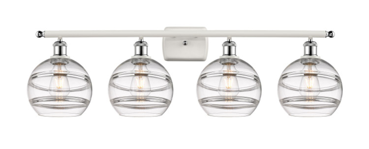 Innovations - 516-4W-WPC-G556-8CL - Four Light Bath Vanity - Ballston - White Polished Chrome