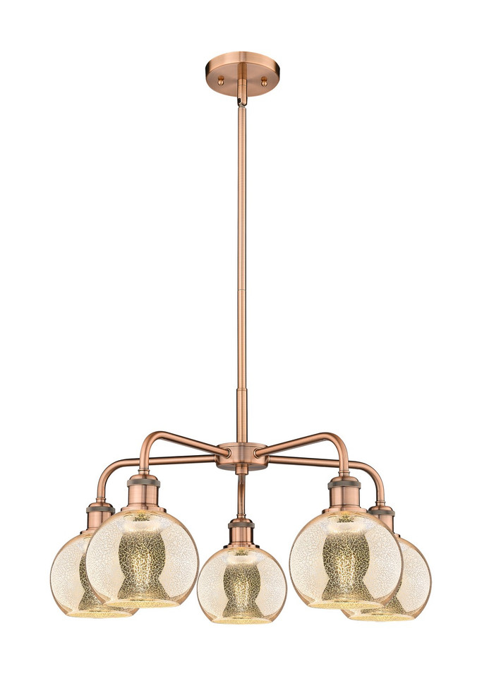 Innovations - 516-5CR-AC-G128-6 - Five Light Chandelier - Ballston - Antique Copper