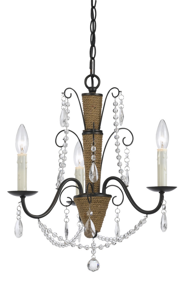 Cal Lighting - FX-3592-3 - Three Light Chandelier - ANTIGO - Rattan/Crystal