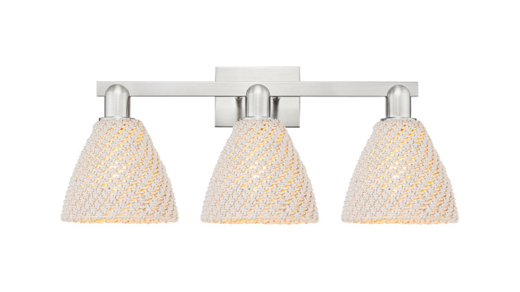 Innovations - 716-3W-SN-NBD-75-NAT - Three Light Bath Vanity - Arcadia - Brushed Satin Nickel