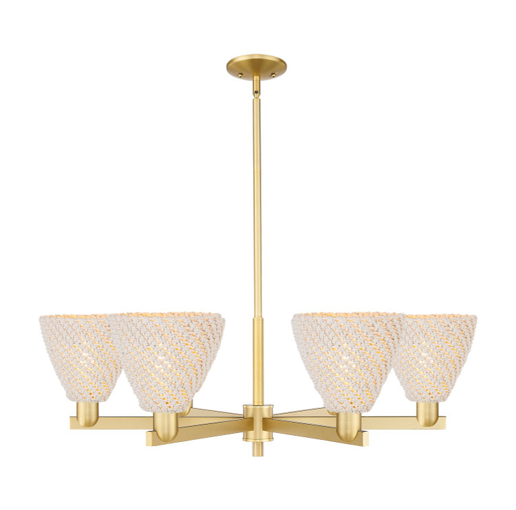 Innovations - 716-6CR-SG-NBD-75-NAT - Six Light Chandelier - Arcadia - Satin Gold