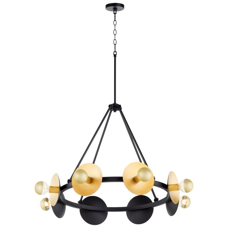Cyan - 10980 - Eight Light Chandelier - Noir And Gold Leaf Cyan - 10980 - Eight Light Chandelier - Noir And Gold Leaf