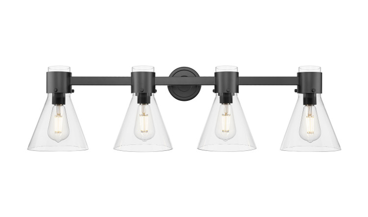 Innovations - 464-4W-BK-G464C-7CL - Four Light Bath Vanity - Downtown Urban - Matte Black