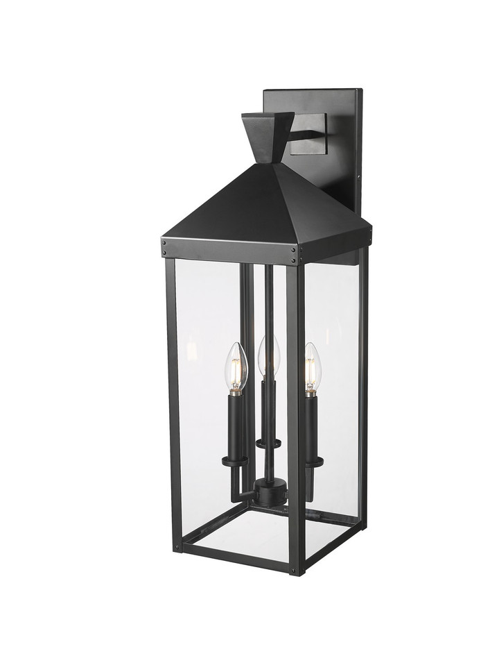 Millennium - 22903-PBK - Three Light Outdoor Wall Sconce - Yates - Painted Black