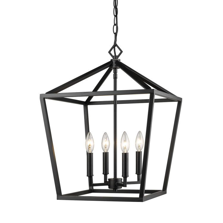 Millennium - 3244-MB - Four Light Pendant - Corona - Matte Black