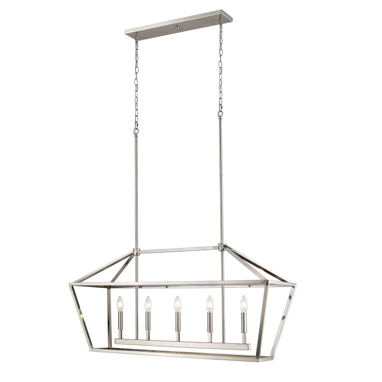 Millennium - 3245-SN - Five Light Island Pendant - Corona - Satin Nickel