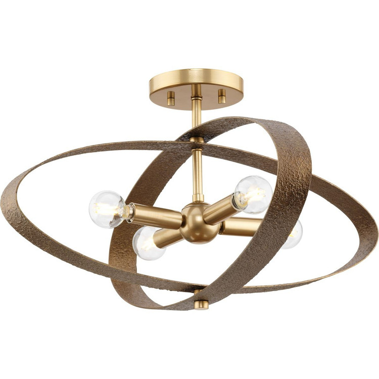 Progress Lighting - P350280-205 - Four Light Semi-Flush Mount - Allegheny - Soft Gold Progress Lighting - P350280-205 - Four Light Semi-Flush Mount - Allegheny - Soft Gold