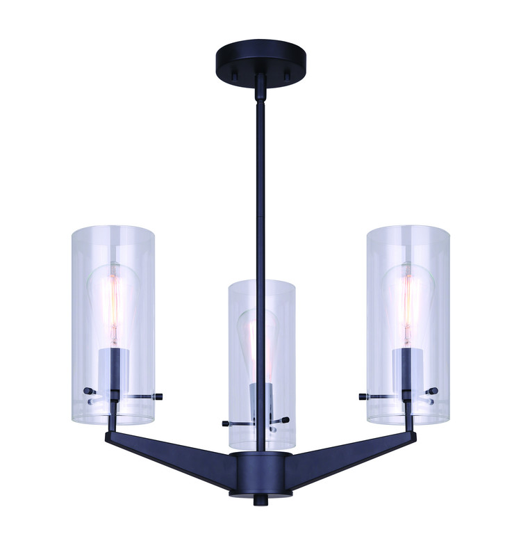 Canarm - ICH759A03BK - Three Light Chandelier - Joni - Black