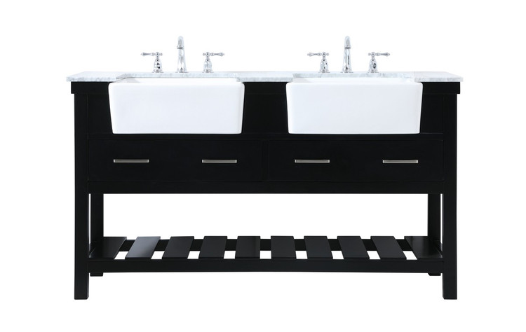 Elegant Lighting - VF60160DBK - Double Bathroom Vanity - Clement - black