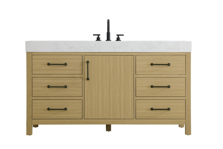 Elegant Lighting - VF60660MHB - Bathroom Vanity - Nathan - Honey Brown