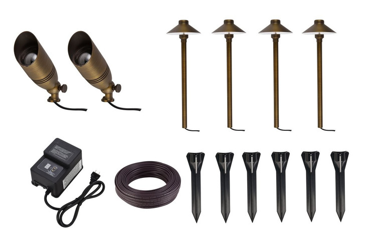 Elitco - KIT10204 - Landscape Lighting Full Starter Pack Of 6 Kit 2 - Antique Brass