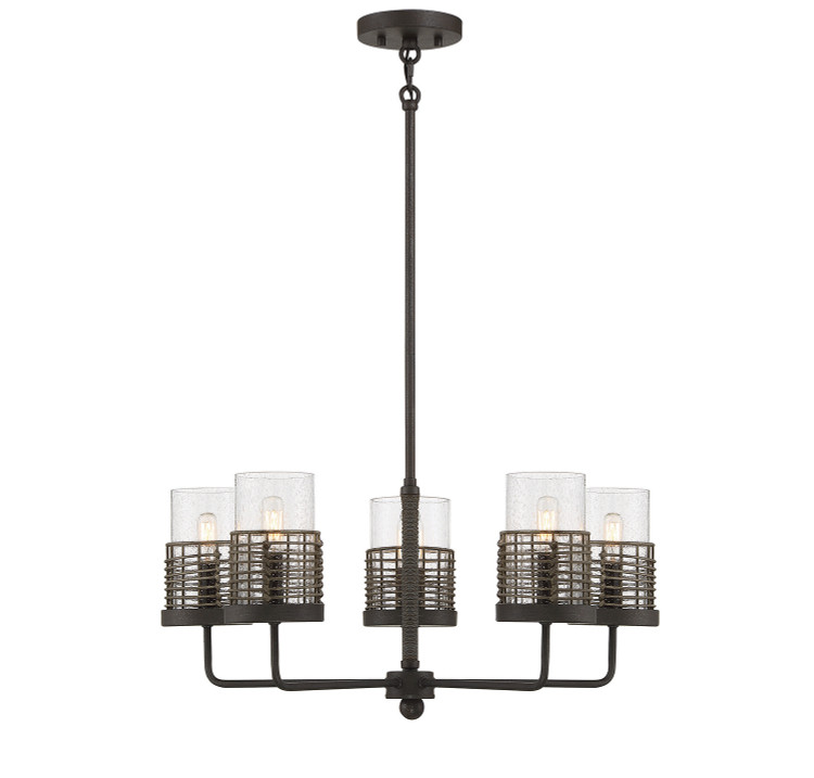 Savoy House - 1-7778-5-181 - Five Light Convertible Semi-Flush - Granada - Gunsmoke with Gray Rattan