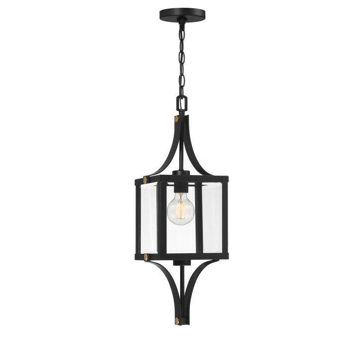 Savoy House - 5-475-144 - One Light Outdoor Hanging Lantern - Raeburn - Matte Black/Weathered Brushed Brass