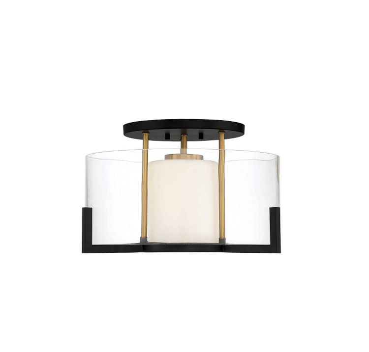 Savoy House - 6-1981-1-143 - One Light Semi-Flush Mount - Eaton - Matte Black with Warm Brass Accents