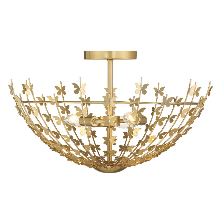 Savoy House - 6-4198-3-171 - Three Light Semi-Flush Mount - Birch - Burnished Brass