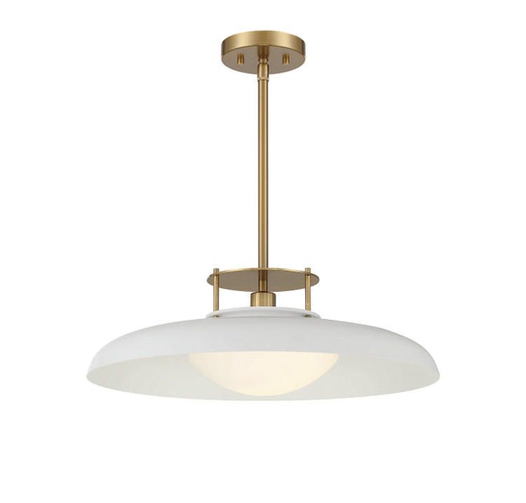 Savoy House - 7-1690-1-142 - One Light Pendant - Gavin - White with Warm Brass Accents