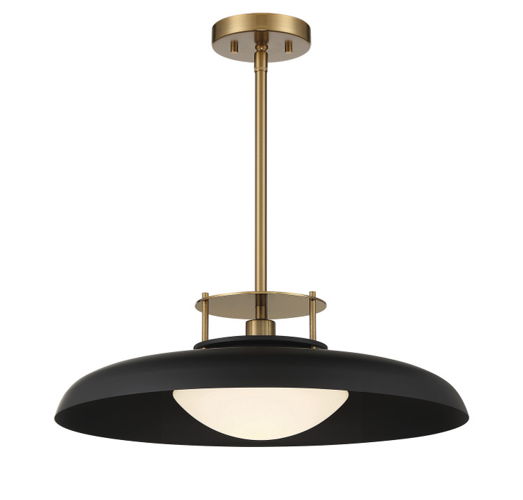 Savoy House - 7-1690-1-143 - One Light Pendant - Gavin - Matte Black with Warm Brass Accents