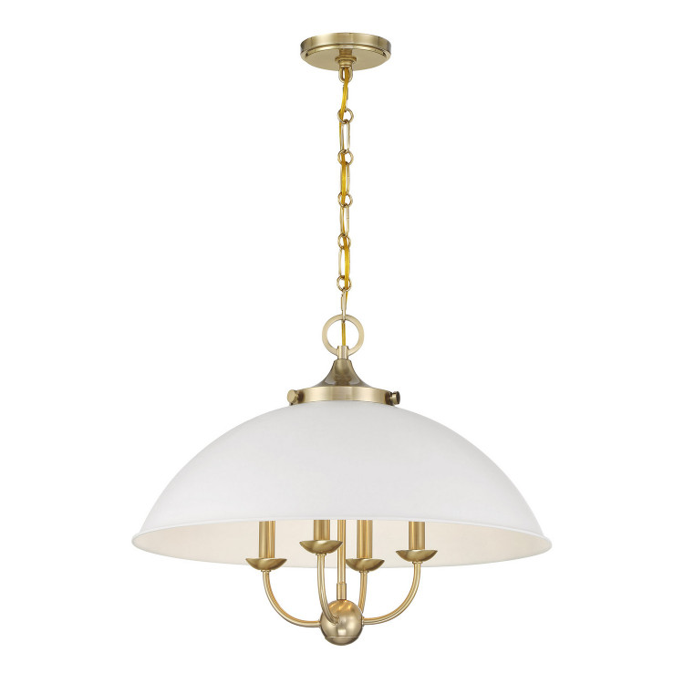 Savoy House - 7-1725-4-142 - Four Light Pendant - Monterey - White/Warm Brass