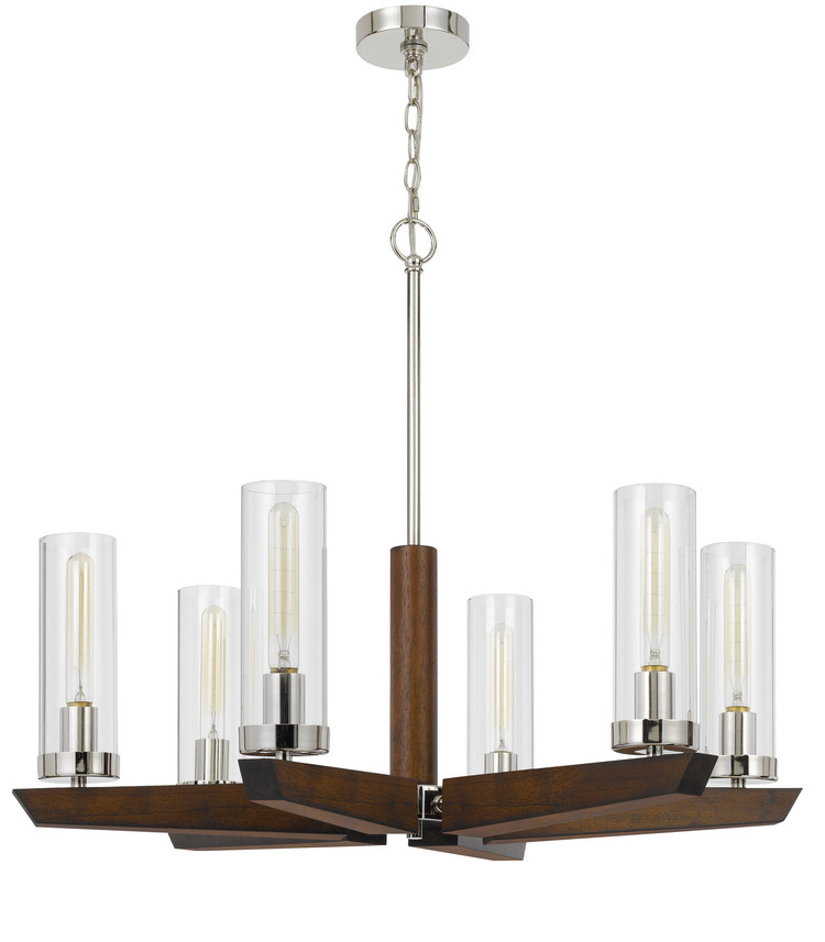 Cal Lighting - FX-3756-6 - Six Light Chandelier - Ercolano - Wood/Brushed Steel