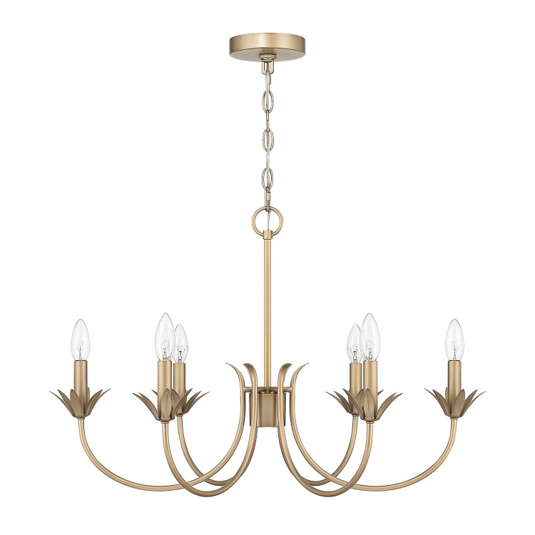 Hunter - 13261 - Six Light Chandelier - Junie Bud - Luxe Gold