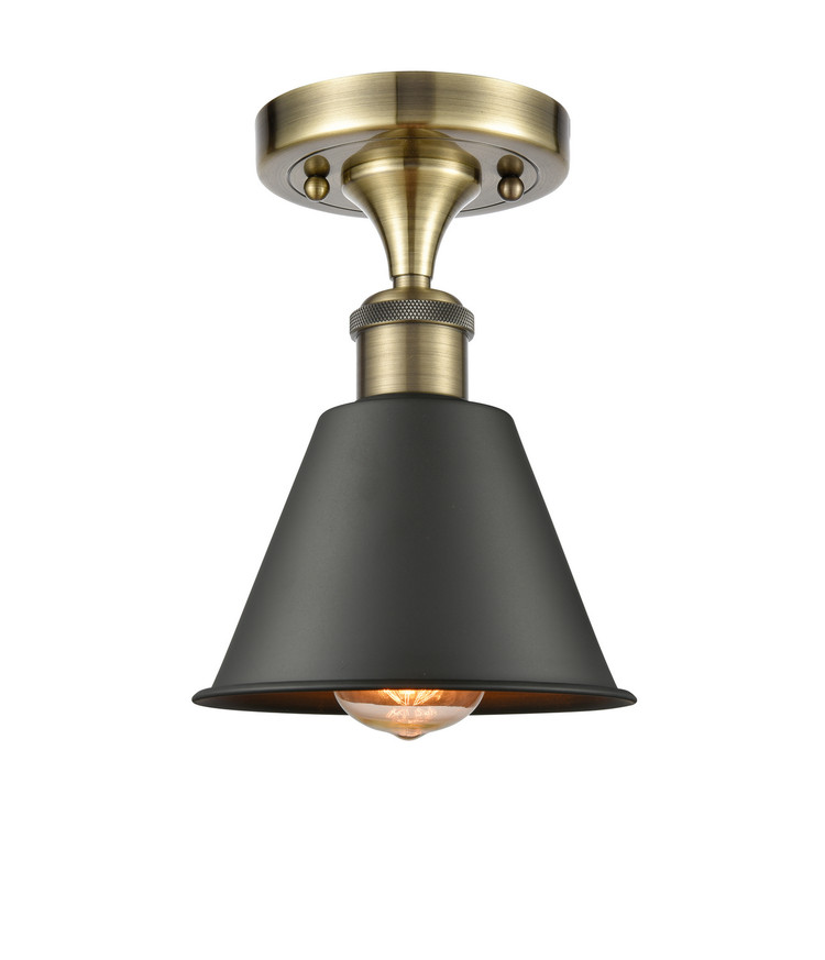 Innovations - 516-1C-AB-M8-BK - One Light Semi-Flush Mount - Ballston - Antique Brass