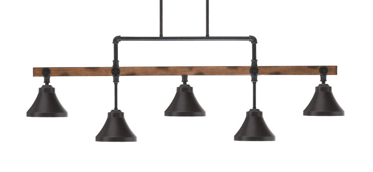 Toltec Lighting - 1145-410-DG - Five Light Bar - portland - Painted Wood-look Metal & Dark Granite