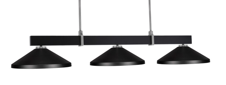Toltec Lighting - 1253-MBGP-424-MB - Three Light Billiard/Island - Wellington - Matte Black & Graphite