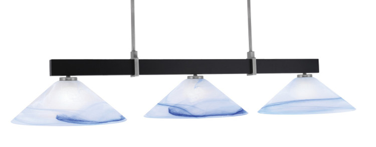 Toltec Lighting - 1253-MBGP-514 - Three Light Billiard/Island - Wellington - Matte Black & Graphite