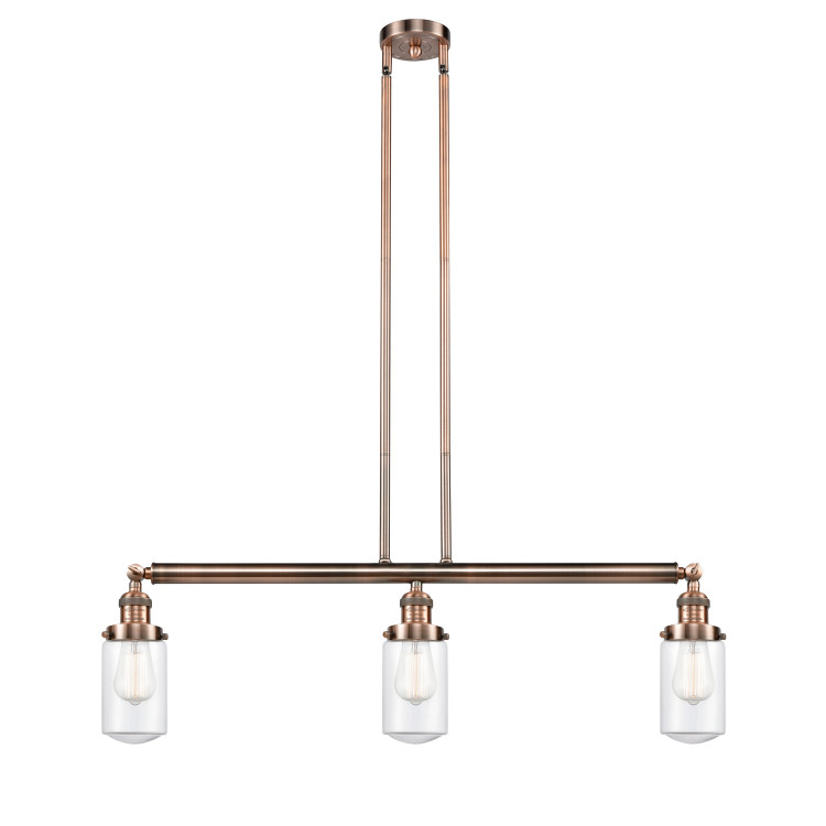 Innovations - 213-AC-G312 - Three Light Island Pendant - Franklin Restoration - Antique Copper