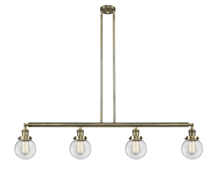 Innovations - 214-AB-G202-6 - Four Light Island Pendant - Franklin Restoration - Antique Brass