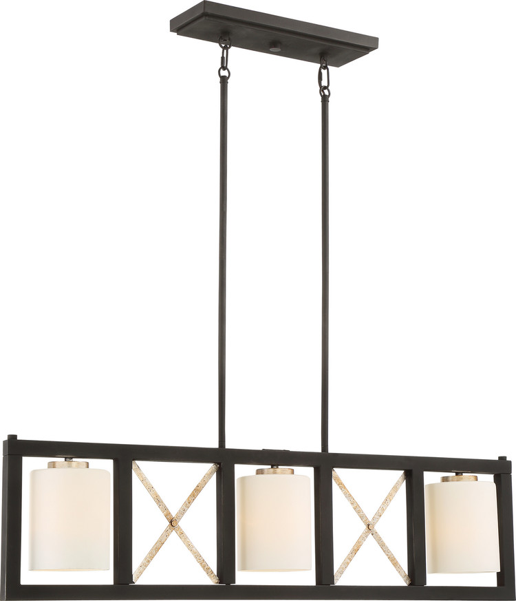 Nuvo Lighting - 60-6133 - Three Light Island Pendant - Boxer - Matte Black / Antique Silver Accents