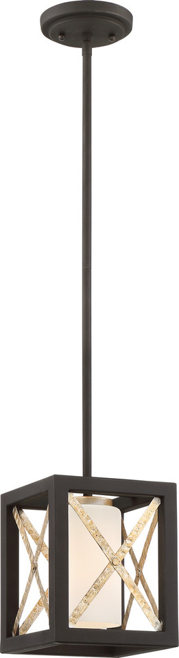 Nuvo Lighting - 60-6135 - One Light Mini Pendant - Boxer - Matte Black / Antique Silver Accents