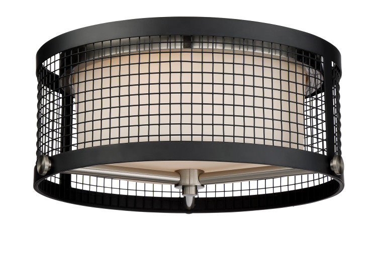 Nuvo Lighting - 60-6452 - Three Light Flush Mount - Pratt - Black / Brushed Nickel Accents
