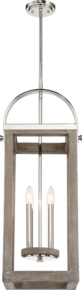 Nuvo Lighting - 60-6481 - Four Light Pendant - Bliss - Driftwood / Polished Nickel Accents