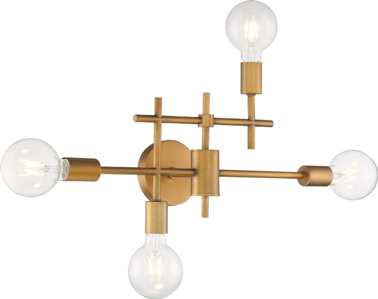 Nuvo Lighting - 60-6871 - Four Light Vanity - Delphi - Aged Gold