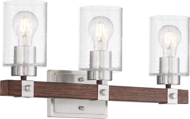 Nuvo Lighting - 60-6963 - Three Light Vanity - Arabel - Brushed Nickel / Nutmeg Wood