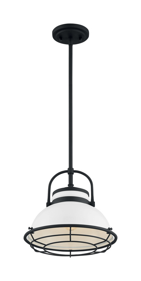 Nuvo Lighting - 60-7084 - One Light Pendant - Upton - Gloss White / Black Accents