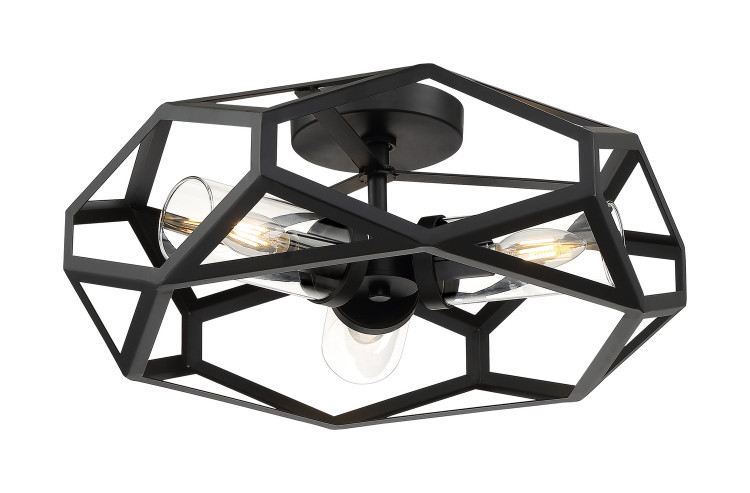 Nuvo Lighting - 60-7303 - Three Light Flush Mount - Zemi - Black