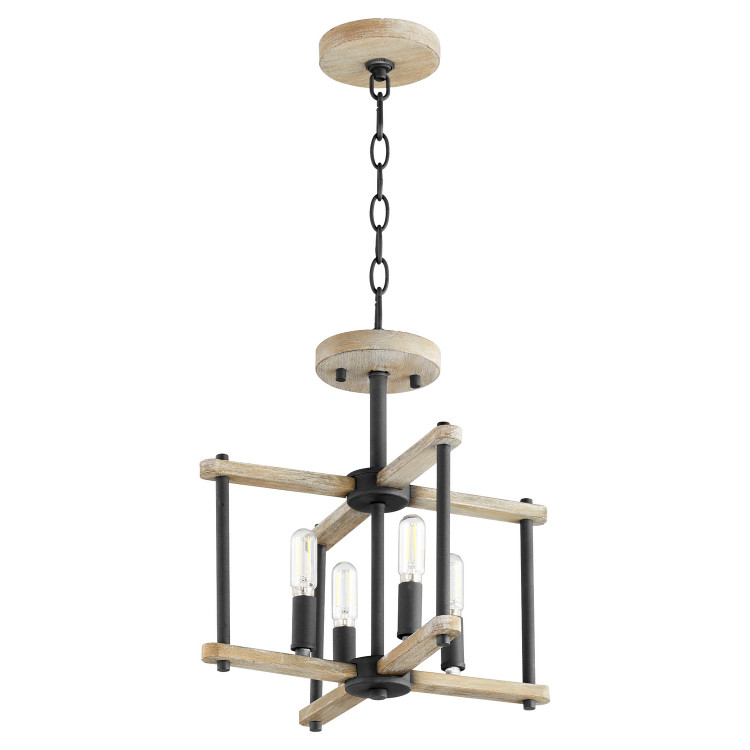 Quorum - 3134-14-69 - Four Light Dual Mount - Silva - Textured Black|Weathered Oak Finish