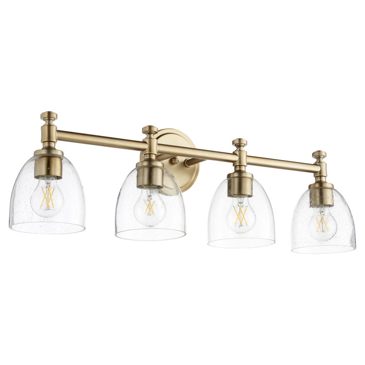 Quorum - 5122-4-280 - Four Light Vanity - Rossington - Aged Brass|Clear Seeded