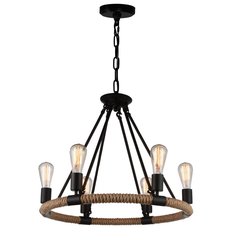 CWI Lighting - 9671P25-6-101 - Six Light Chandelier - Ganges - Black